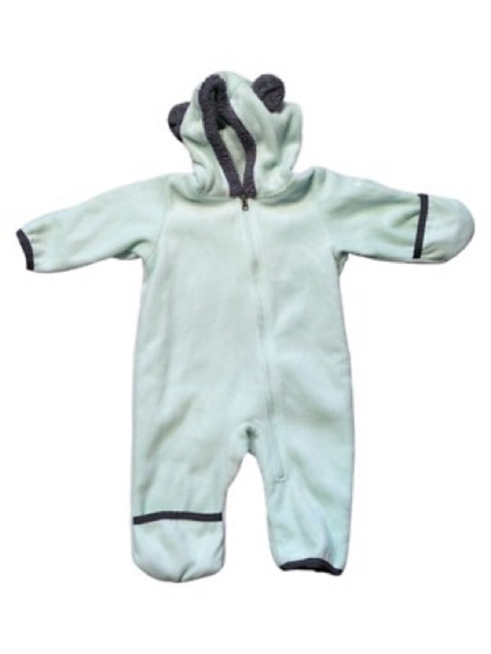 Columbia Fleece Snowtop Bear Ears Bunting 3-6 Mint Green Fold Over Hands Feet
